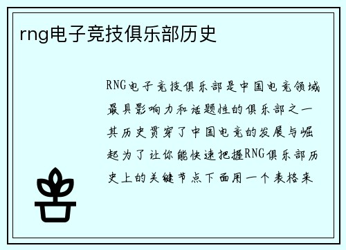 rng电子竞技俱乐部历史